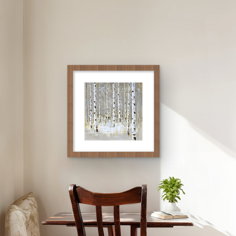 Birch Forest by Winter - Framed Matted Print for Home Decor