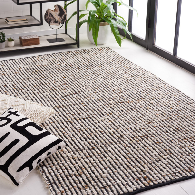 Tapis rayé en laine / jute Rynesha, Rectangulaire 2 pi x 3 pi
