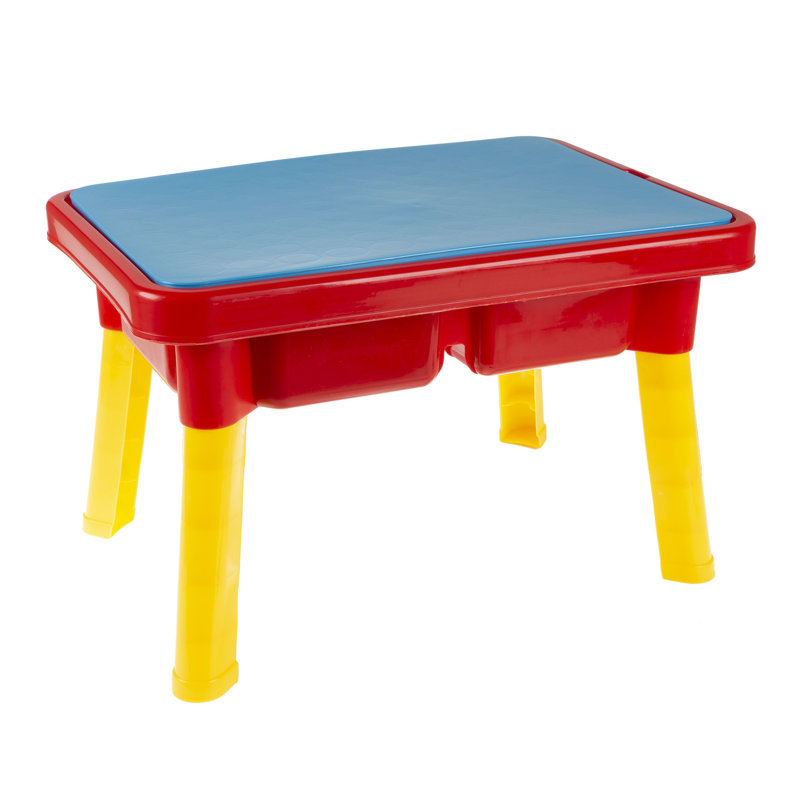 Water Table with Lid and Toys - Playset with 2 Sensory Bins for Sand or Water - Toddler Activity Set for Beach, Backyard or Classroom by Hey Play