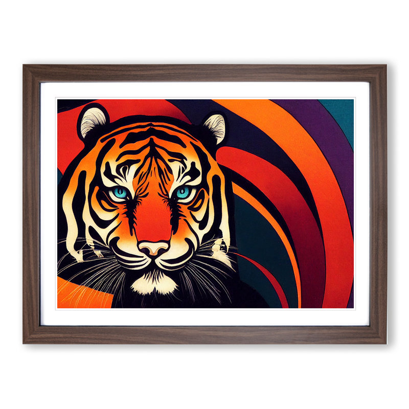 Abstract Tiger Vol.1 - Framed Print, 25cm H x 34cm W x 2cm D, Walnut