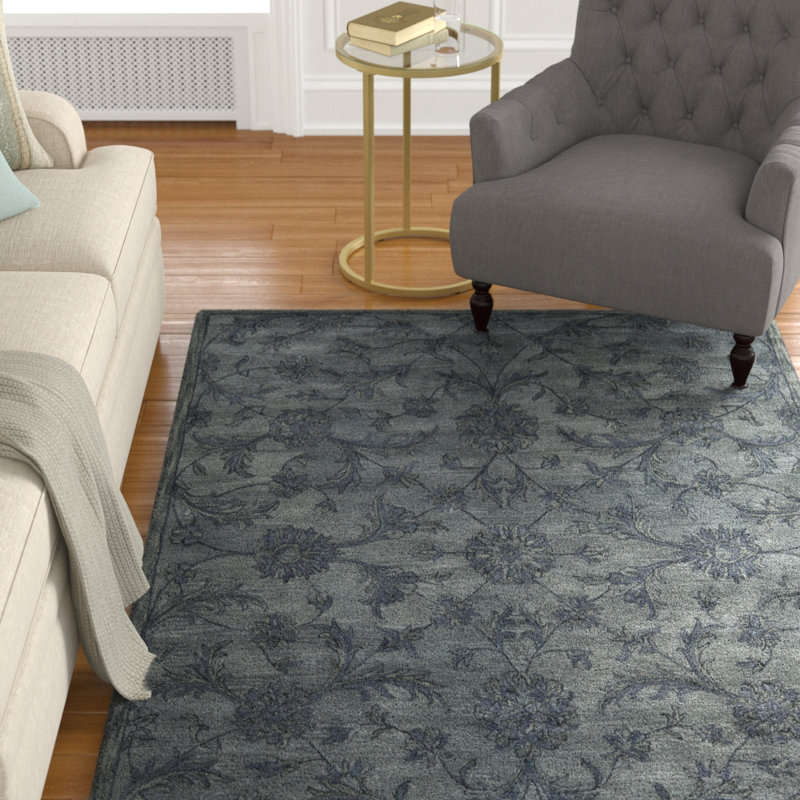 Tapis floral en laine touffeté à la main Dunbar, Rectangle 9 pi 6 po x 13 pi 6 po