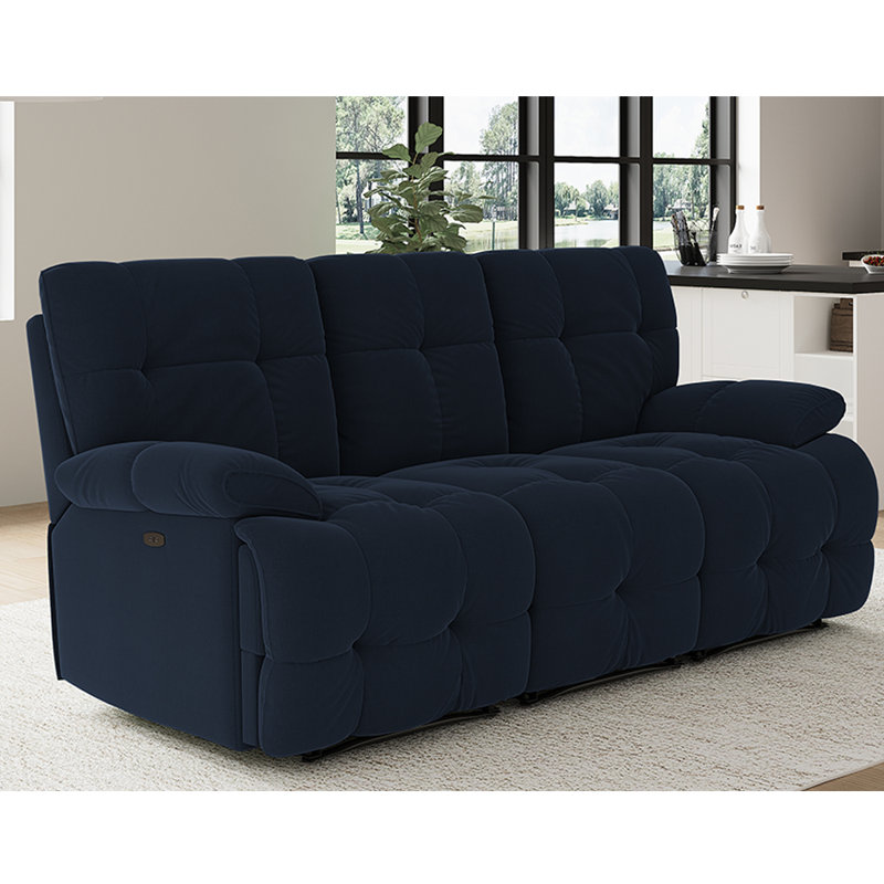 Rymann 3 Seater Electric Reclining Sofa, Blue