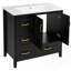 Meuble-lavabo 36 po avec lavabo, une armoire avec portes à fermeture douce, 4 tiroirs à fermeture douce, poignées en métal, noir-67031836