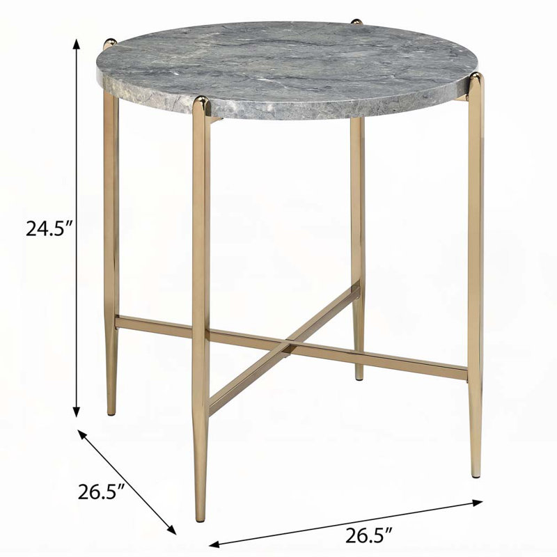 Table de bout ronde grise et champagne