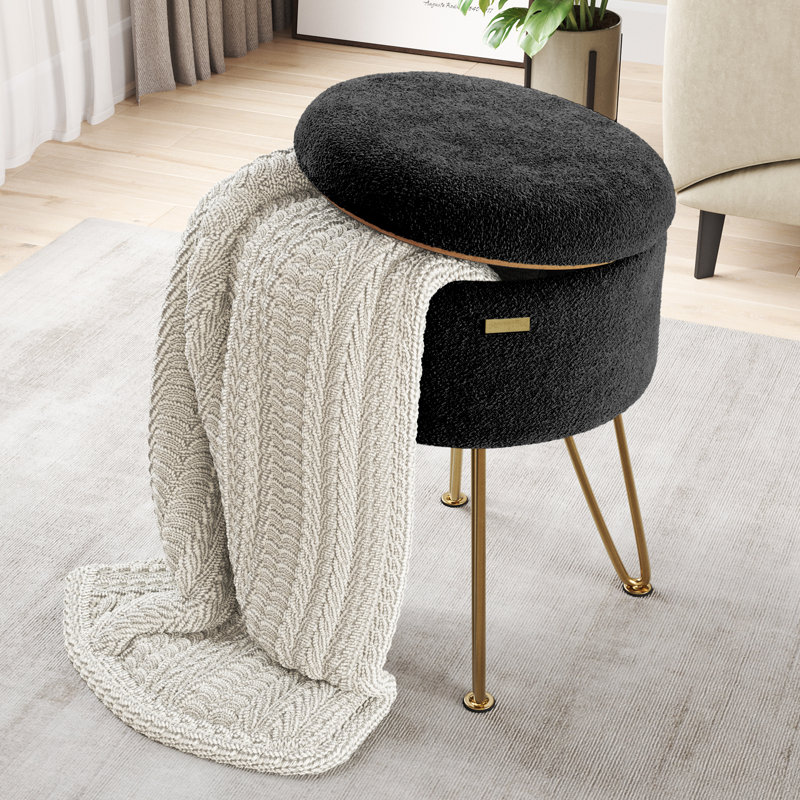 Table d'appoint moderne avec rangement, Doré, Boucle noire 
