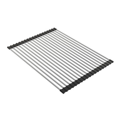 Tapis à roulettes, acier inoxydable avec bordure noire pour certains éviers en argile réfractaire