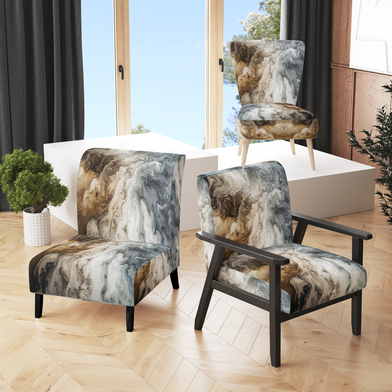 Fauteuil Berdahl, Purple/Gold Velvet, Accoudoirs carrés noirs