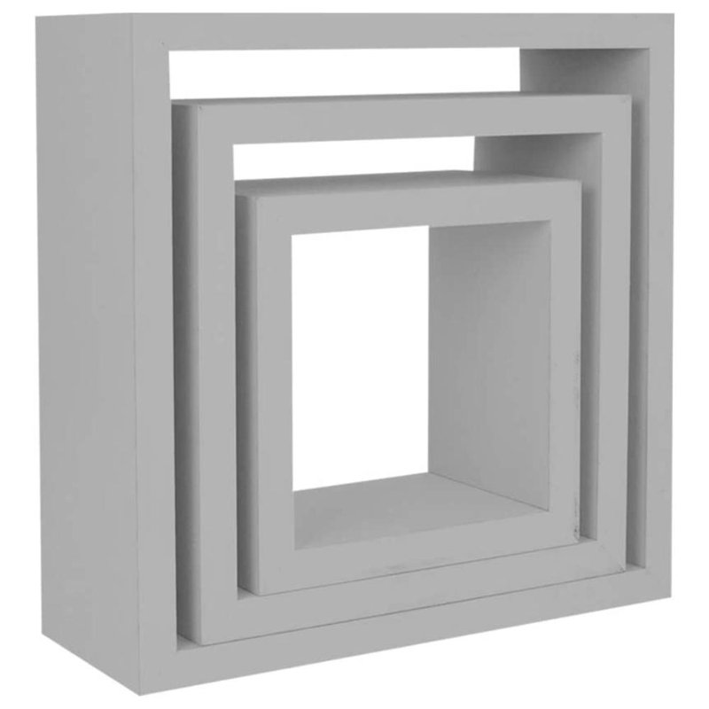 Jakeara 3 Piece Square Floating Shelf, Gray