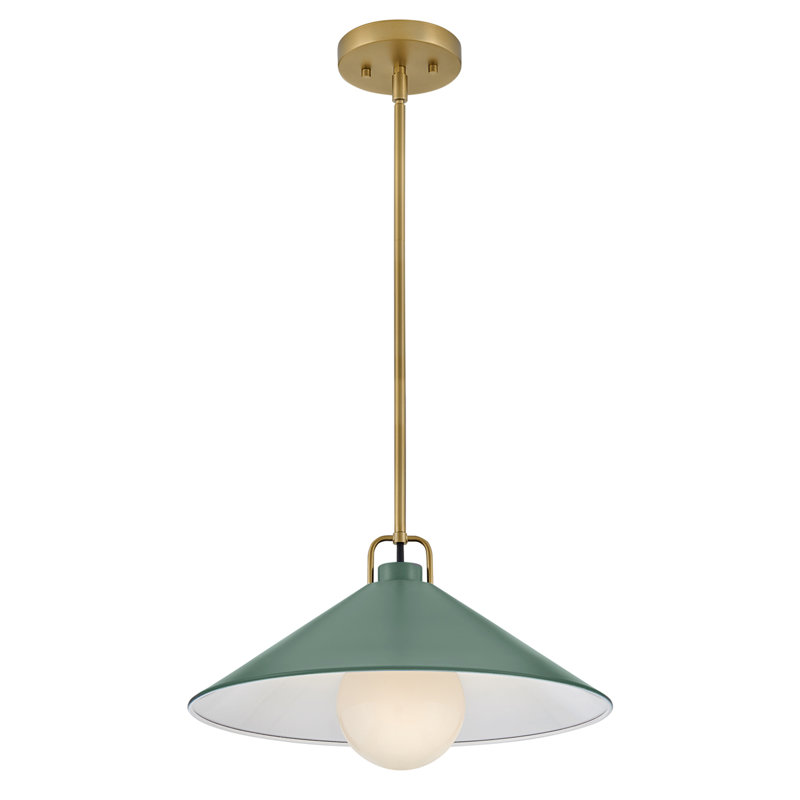 Luminaire suspendu conique à 1 lumière Zoë, Vert sauge