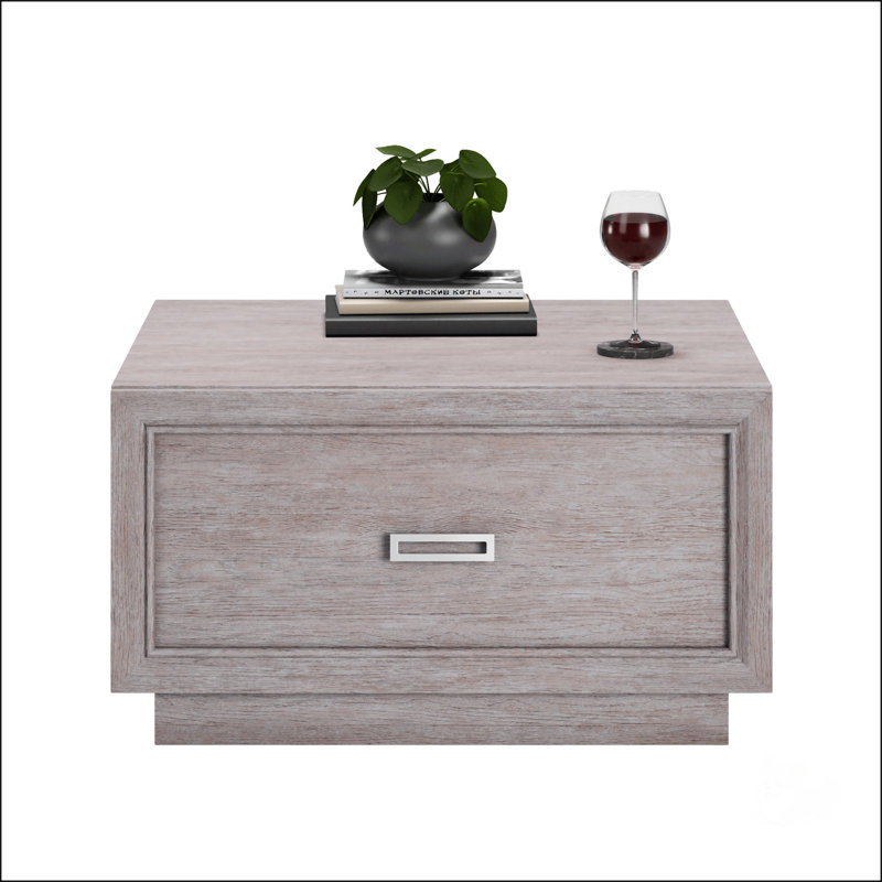 Table basse élégante gris moyen avec tiroir spacieux et tablette ouverte pour les espaces de vie modernes