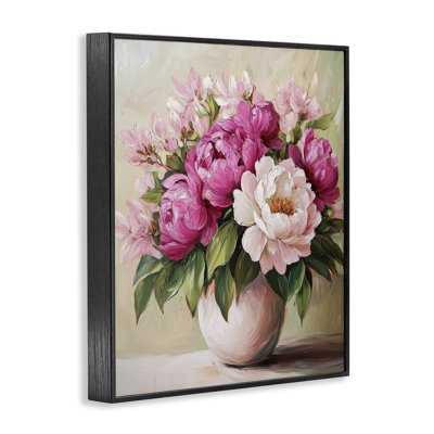Giclée encadrée de bouquet floral rose vif, design par Petal Prints Design