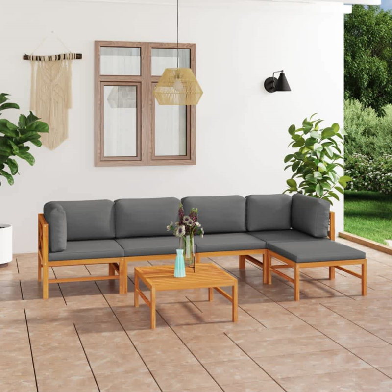 Arkell 6 Piece Sectional Seating Group with Cushions, Gray