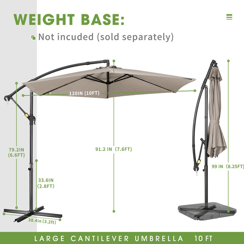 Parasol en porte-à-faux 120 po Ersheen, Topologique