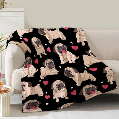 Carlin, cadeaux pour les femmes, maman, épouse, anniversaire, Noël, Saint-Valentin, cadeau, mignon, carlin, impression, thème, décor, chambre à coucher, salon, canapé, canapé, adultes, doux, douillet, flanelle, jetés, 60 po x 50 po