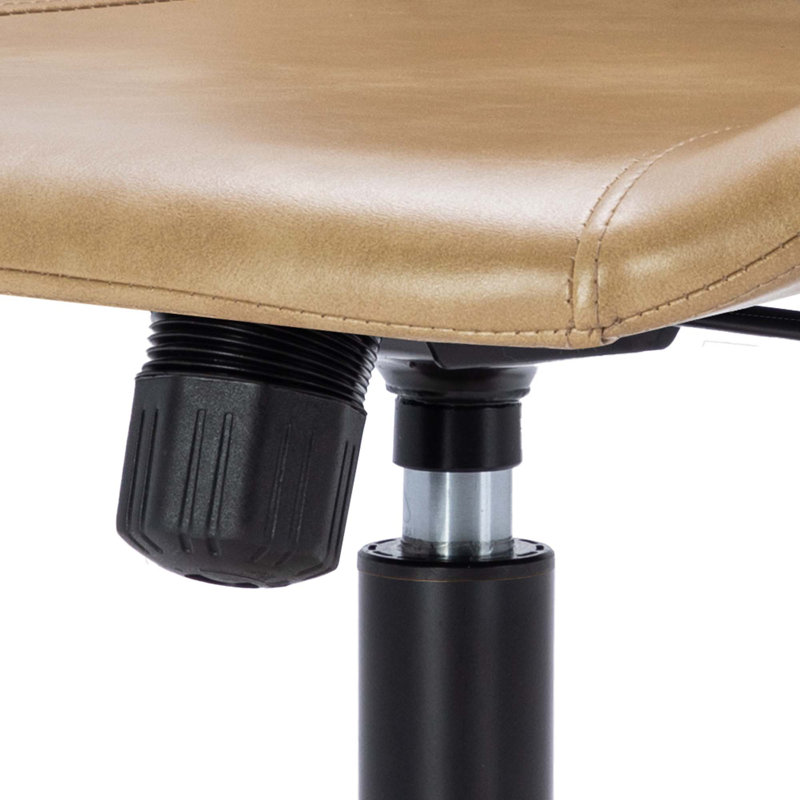 Chaise de bureau en cuir à hauteur ajustable 23 po avec dossier matelassé Mariello, Beige, Noir