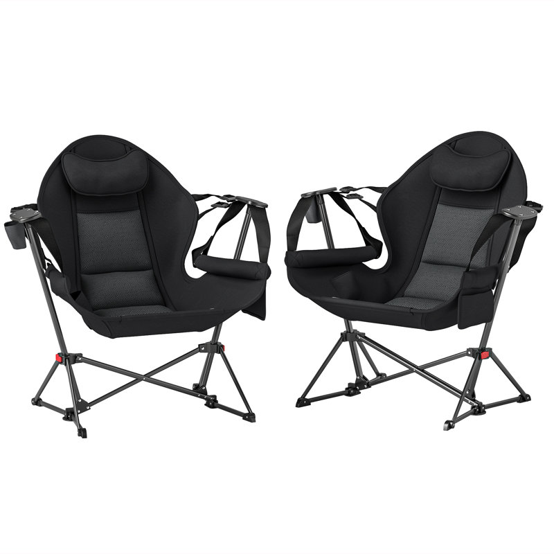 Folding Camping Chair with Cushions, Black