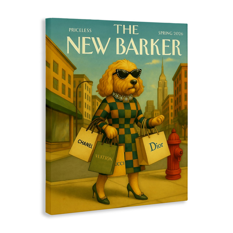 Nouvelle toile de magazine Barker Dog, design par Grotto Studios, H 20 po x l 16 po