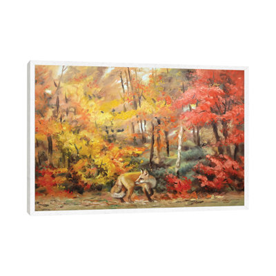 Red Fox In Autum Woods 1 Piece Wall Art on Canvas