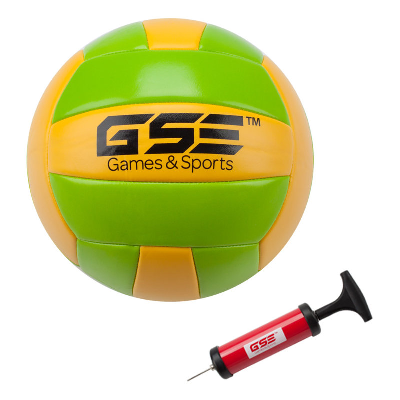 Ensemble complet de badminton et de volleyball professionnel GSE avec filet de badminton / volleyball, 4 raquettes de badminton, 3 volants, volleyball, ligne de démarcation. Idéal pour la cour, le parc, la plage et la pelouse