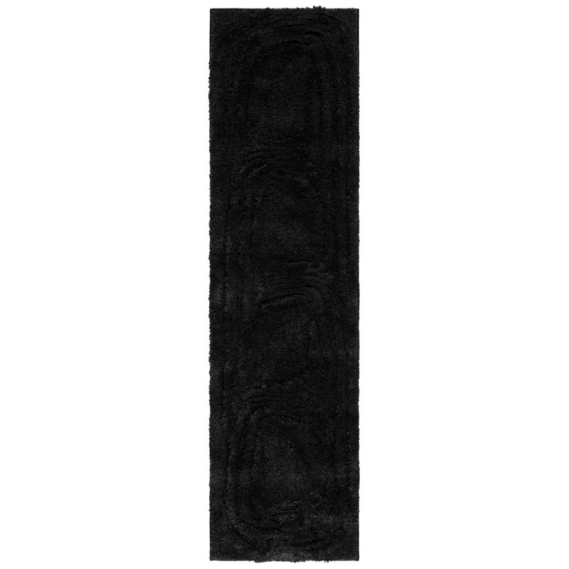 Tapis noir tissé à la machine Amberjo, Tapis de couloir 2 pi 2 po x 5 pi