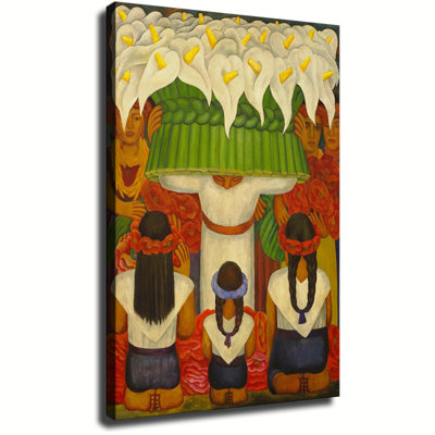 The Flower Vendor by Mexican Artist Diego Rivera (6) Canvas Wall Art Framed Ready to Hang Living Room Bedroom Home Decor