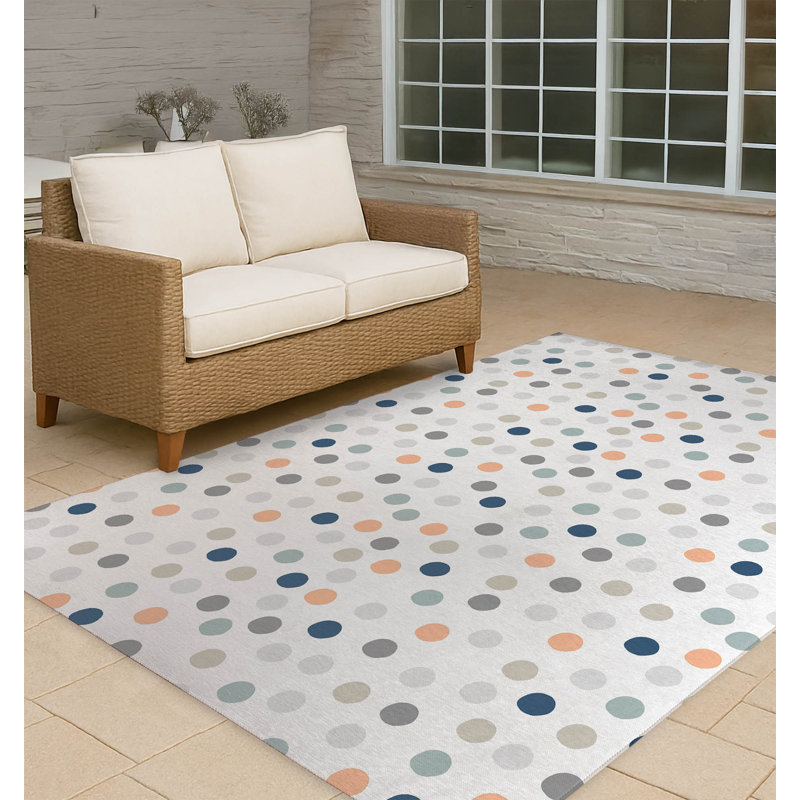 Tapis d'extérieur antidérapant Always Polka, Rectangulaire 8 pi x 10 pi