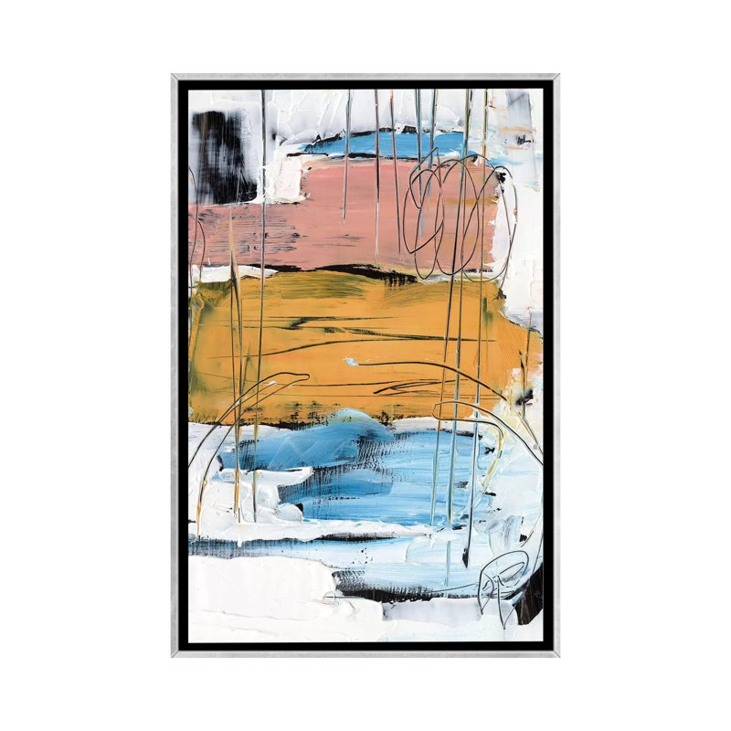 «Stacked Together I» par Ethan Harper - reproduction d'art, H 40 po x l 26 po x P 1,5 po, Toile avec cadre argenté