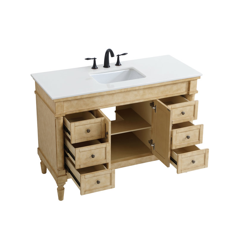 Ensemble de meuble-lavabo simple 48 po Lexington, Beige antique, Blanc ivoire