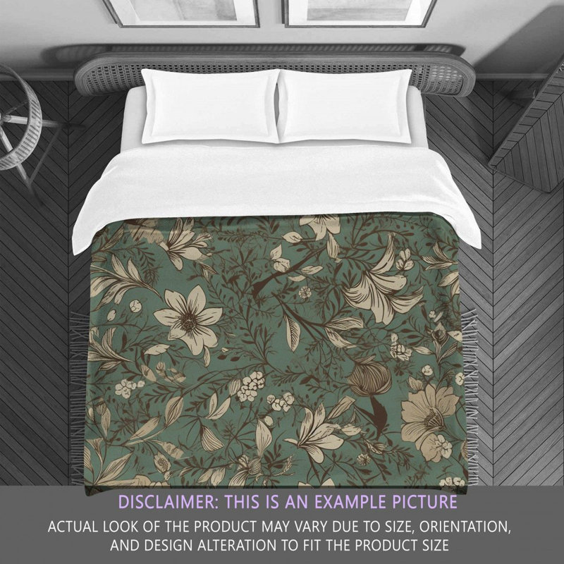 Floral Brown/Green Microfiber Comforter, Queen Comforter