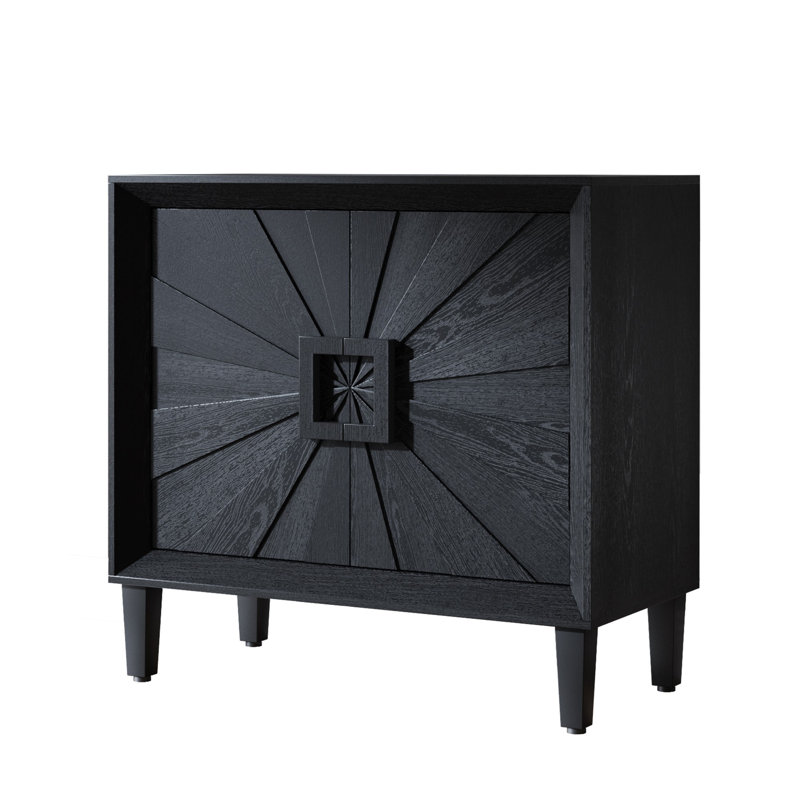 Buffet 31,5 po style Mid-Century moderne en bois sculpté avec 2 portes et tablette intérieure réglable, 3 options de couleurs