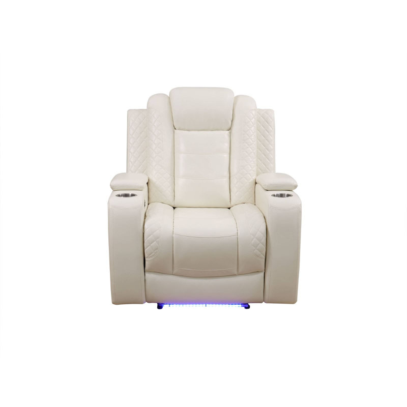 37'' Breathing Leather Living Room Power Recliner Chair, White