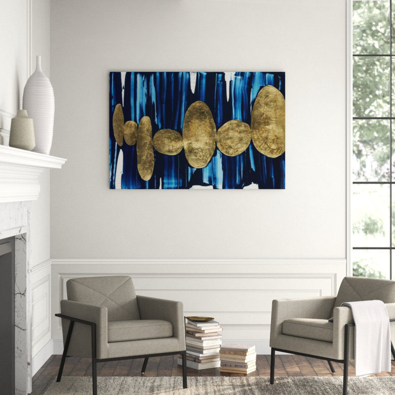 Gilded Pebbles Painting by DAWN SWEITZER, Gild Gold, 40" H x 60" W