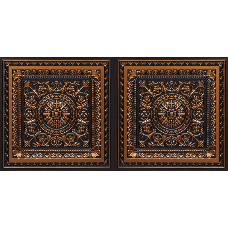 Tuile de plafond en PVC La Scala, Cuivre antique, L 24 po x L 48 po