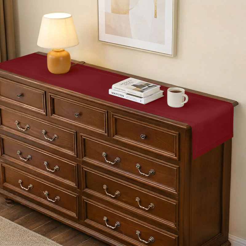 Chemin de table en faux lin, 90 po x 14 po, Rouge