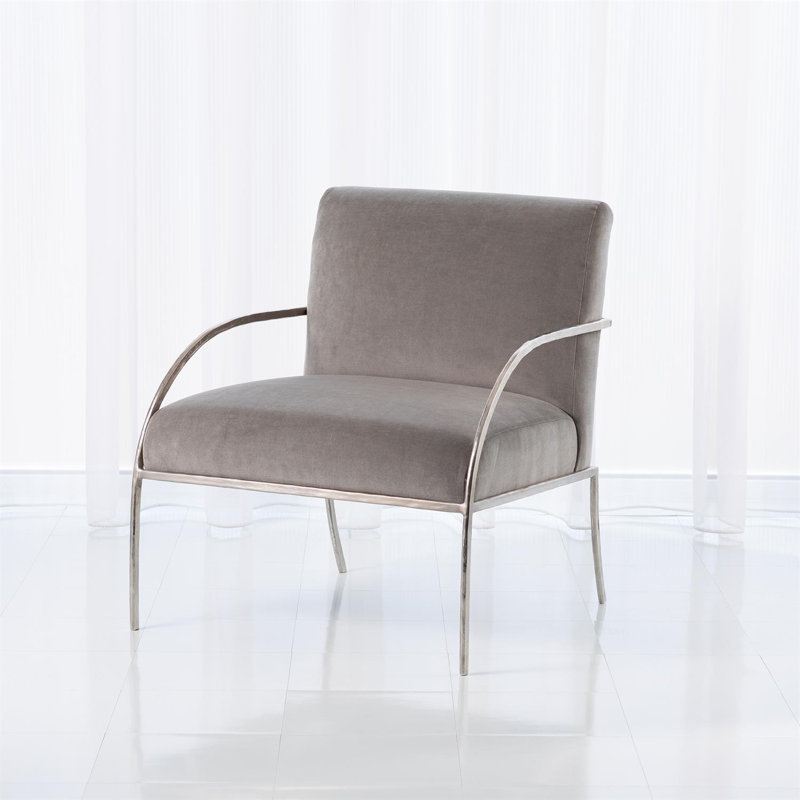 Swoop Chair-Grey Velvet-Nickel