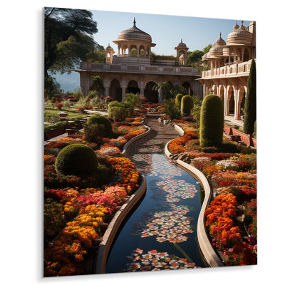 Décoration murale en métal beige, art indien indien, jardins moghols