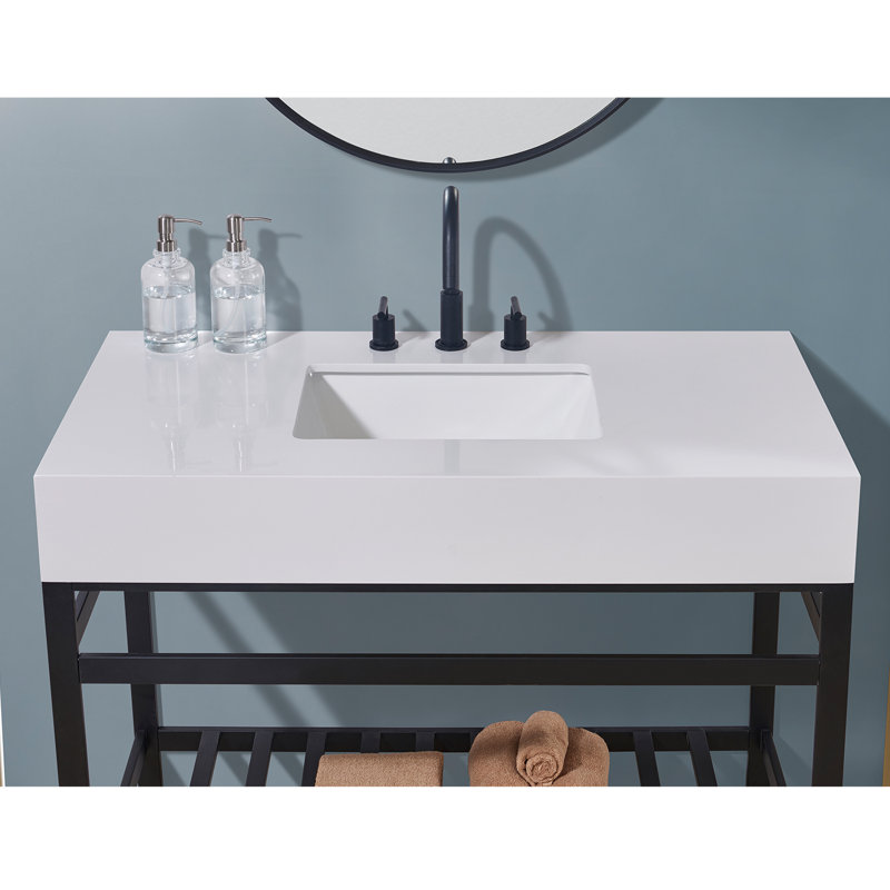 42" Snow White Ceramic Single Bathroom Vanity Top with Sink