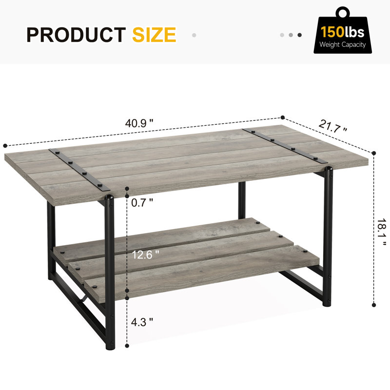 Adinda Coffee Table with Storage, Grey