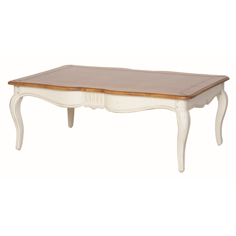 Solid Wood Four Leg Coffee Table, Ivory