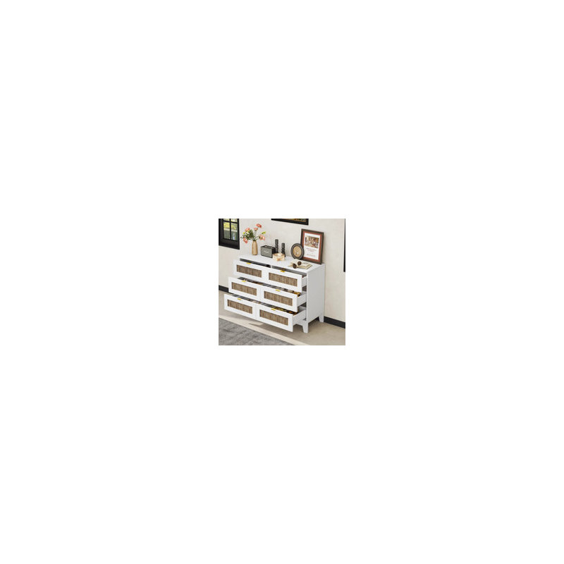 Commode de rangement Kaina Rustic Farmhouse, Blanc