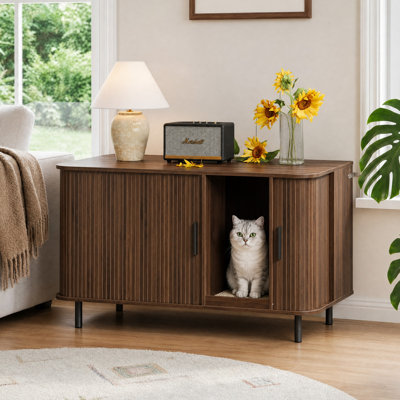 Cat Litter Box Enclosure With Cat Scratch Pad
