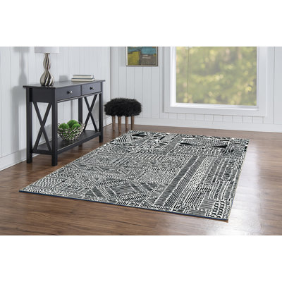 Joris Machine Washable Ivory and Black Area Rug