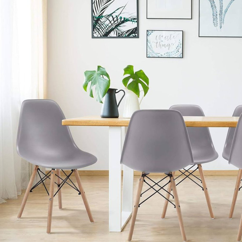 Chaise de salle à manger Paris avec pieds en bois naturel, Gris