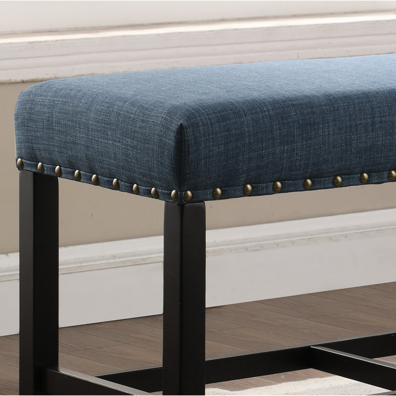Blue Upholstered Dining Bench With Solid Hardwood Support And Long-Lasting Upholstery Fabric Stable Construction, Blue