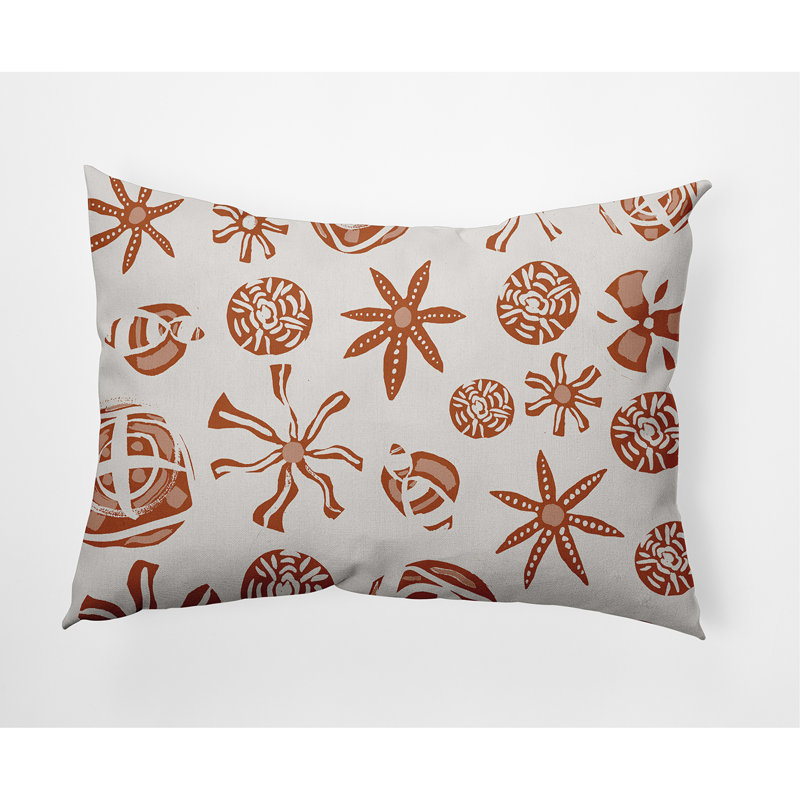 Geometric Outdoor Reversible Throw Pillow, Orange