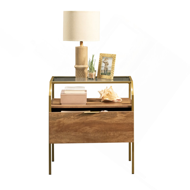 Table de chevet, finition brune