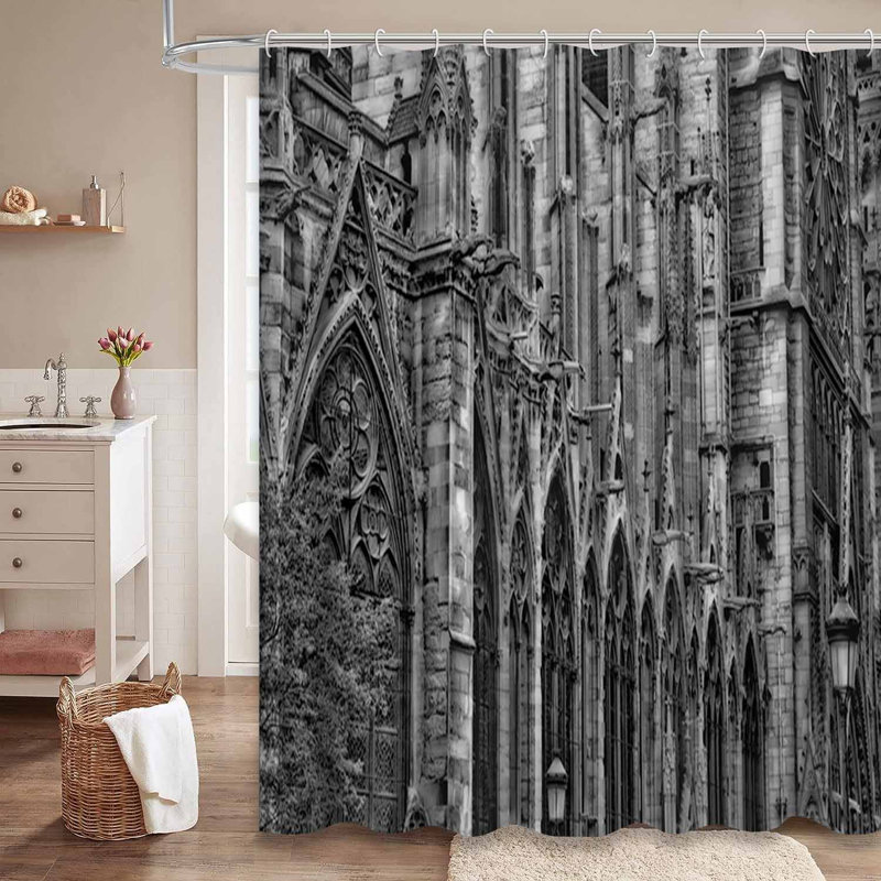 Rideau de douche cathédrale avec 12 crochets cathédrale Paris, L 72 po x l 72 po