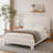 Teddy Fleece Upholstered Platform Bed Frame with Curved Rounded Height‑Adjustable Headboard-128923879