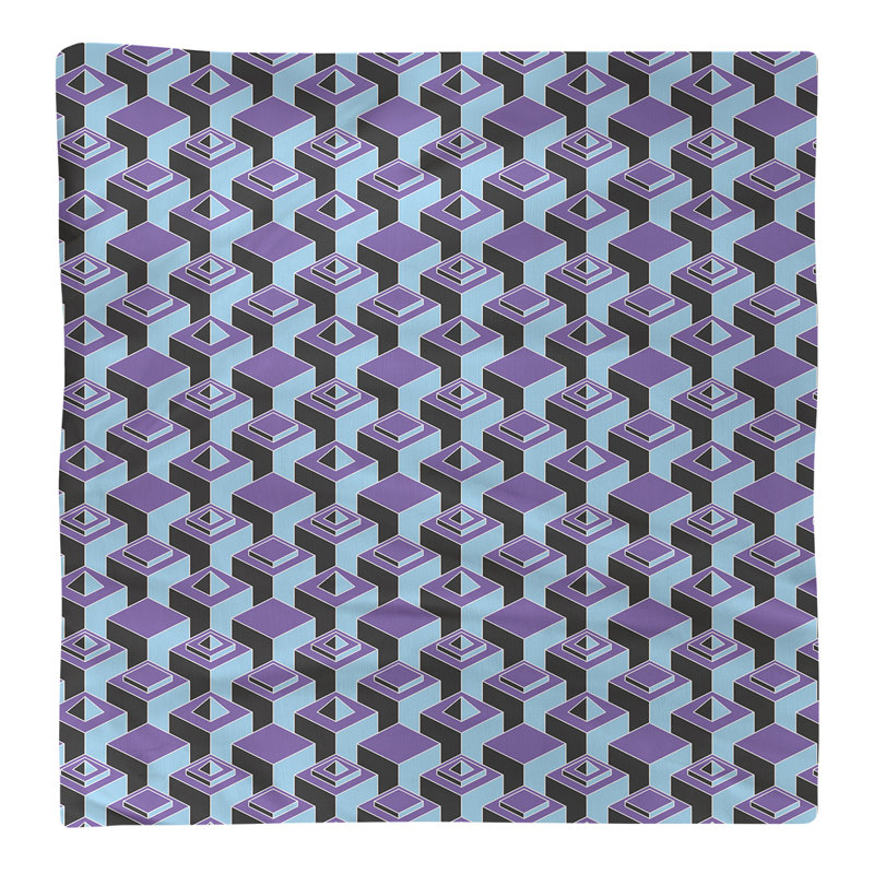 Serviette de table en coton à motif de gratte-ciels à deux couleurs, H 0,1 po x l 22 po x P 22 po, Mauve / bleu sarcelle
