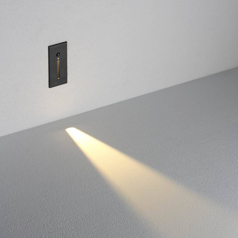 UltraBeam 3 Watt LED Black Recessed Indoor Wall Light - Movement Sensor - Low level lighting and Stair Riser Light 3 Watt LED
